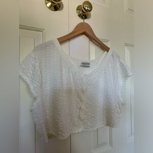 Urban Outfitters White Button Up Blouse Cropped